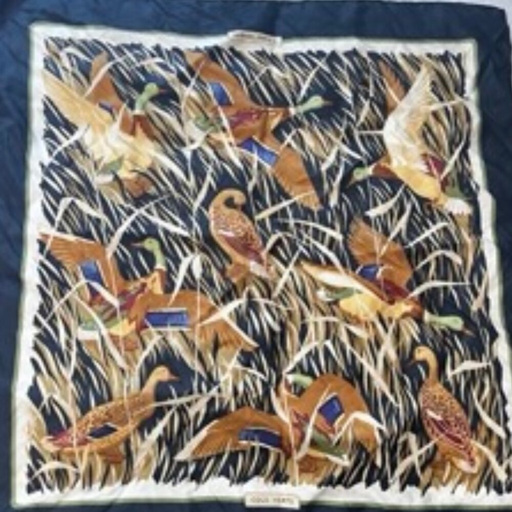 Hermes Women's Silk Scarf- COLS VERTS (Ducks) by Christian's Vauzelles 1973
